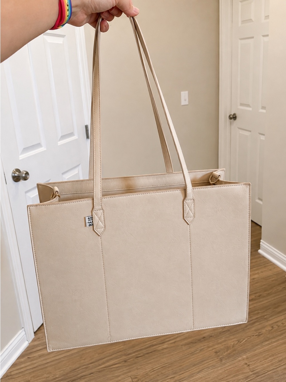 BEIS Work Tote in Beige - Picture 2 of 5